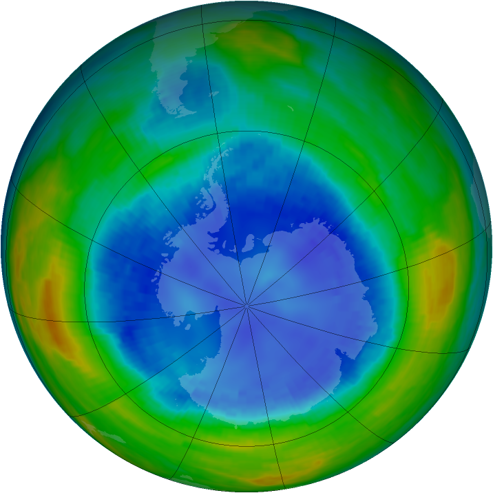 Antarctic ozone map for 28 August 1990